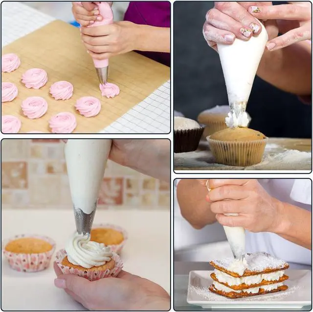 Alt view image 6 of 7 - Engorgio 200 Pcs Disposable Mini Piping Bags 8 inch Pastry Bag Pastry Crimpers Small Piping Bags Disposable Pastry Bags For Cake Macarons Dessert Decorations Cookies Baking Cupcakes (Clear)