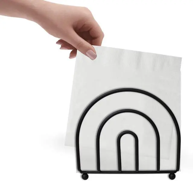 Alt view image 5 of 7 - Blue Donuts Classic Arc Collection Napkin Holder Napkin Holders for Tables, Farmhouse Napkins Holder, Dining Table Napkin Holders for Kitchen, Black