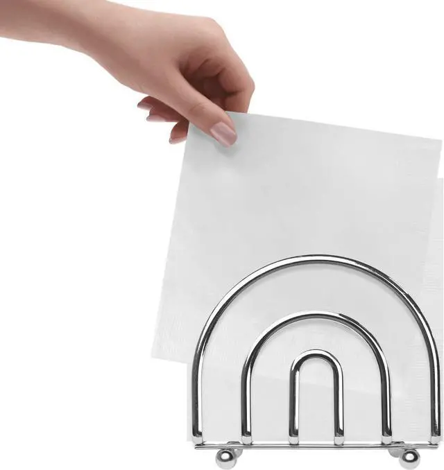 Alt view image 5 of 6 - Blue Donuts Chrome Collection Napkin Holder - Classic Napkin Holders for Tables, Dining Table Napkin Holders for Kitchen, Kitchen Organization, Chrome