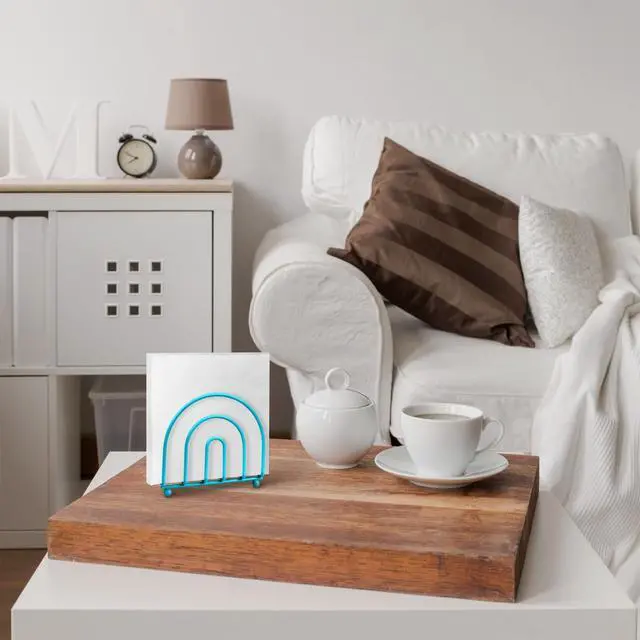 Alt view image 6 of 7 - Blue Donuts Turquoise Arc Collection Napkin Holder Napkin Holders for Tables, Modern Napkins Holder, Dining Table Napkin Holders for Kitchen,