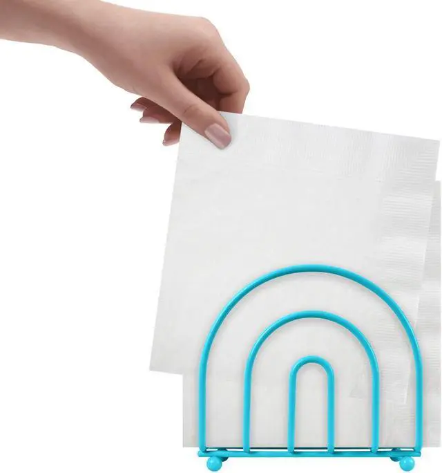 Alt view image 5 of 7 - Blue Donuts Turquoise Arc Collection Napkin Holder Napkin Holders for Tables, Modern Napkins Holder, Dining Table Napkin Holders for Kitchen,
