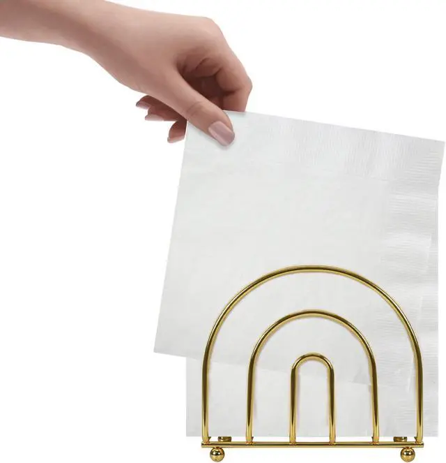 Alt view image 5 of 7 - Blue Donuts Gold Arc Collection Napkin Holder Napkin Holders for Tables, Modern Napkins Holder, Dining Table Napkin Holders for Kitchen,