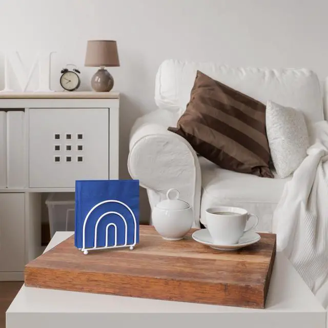 Alt view image 6 of 7 - Blue Donuts White Arc Collection Napkin Holder Napkin Holders for Tables, Modern Napkins Holder, Dining Table Napkin Holders for Kitchen,