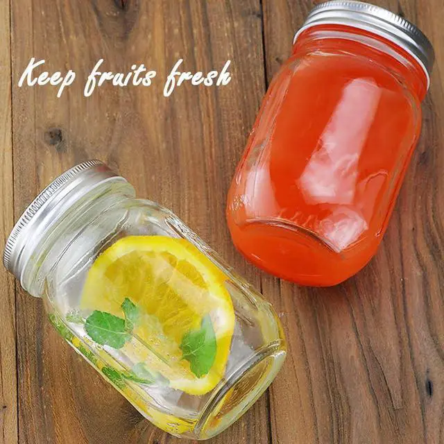 Alt view image 6 of 7 - 2 Pack 16oz Regular Mouth Glass Mason Jars, Airtight Lids for Canning