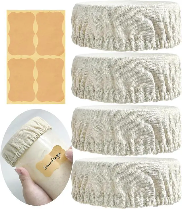 Main image of Kombucha Cloth Cover for Weck Jars Wide Mouth | Elastic Cotton Toppers Fabric Fermenting Lid Covers for Sourdough Kefir Starter Ball Mason Gallon Jar