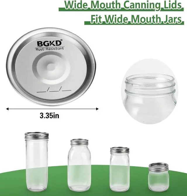 Alt view image 2 of 6 - 24Pcs Rust-Proof Wide Mouth Canning Lids, Wide Mouth Mason Jar Lids for Ball or Kerr, Large Mouth Mason Jars Lids (Only Lids, No Rings)