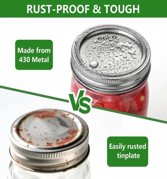 Alt view image 3 of 6 - 24Pcs Rust-Proof Wide Mouth Canning Lids, Wide Mouth Mason Jar Lids for Ball or Kerr, Large Mouth Mason Jars Lids (Only Lids, No Rings)