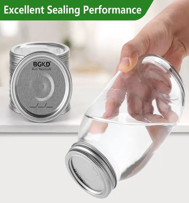 Alt view image 4 of 6 - 24Pcs Rust-Proof Wide Mouth Canning Lids, Wide Mouth Mason Jar Lids for Ball or Kerr, Large Mouth Mason Jars Lids (Only Lids, No Rings)
