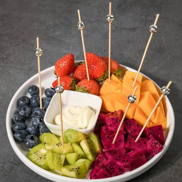 Alt view image 3 of 7 - 300 PCS Cocktail Picks Disco Ball Decor, Fancy Toothpicks for Appetizers, Bamboo Skewers for Appetizers,Drinks, Fruits, Disco Party Decorations. 4.7 Inch Long Silver Wooden Cocktail Sticks