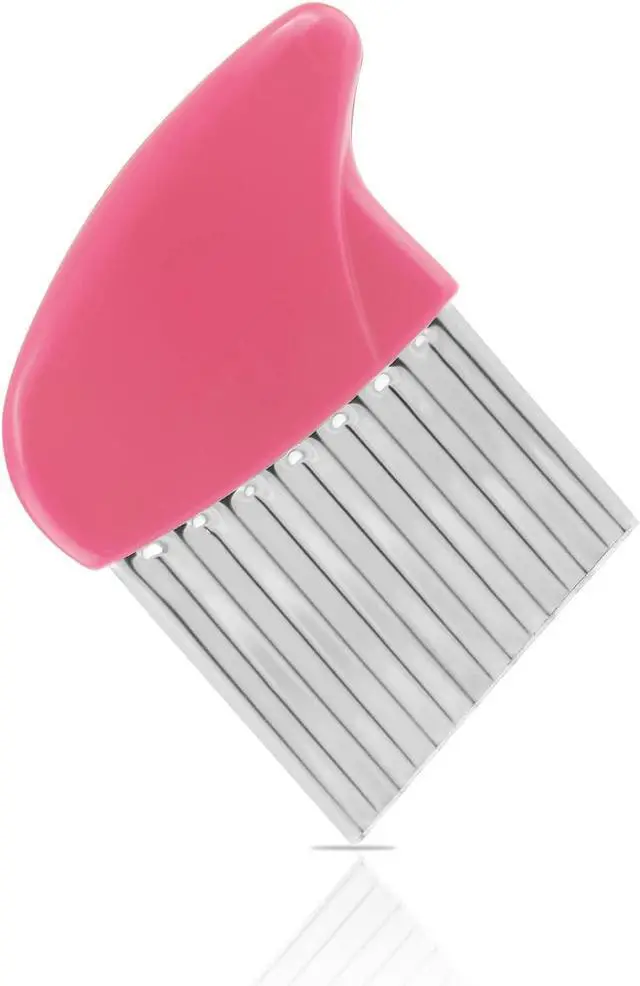 Alt view image 3 of 6 - Luomorgo Stainless Steel Potato Crinkle Cutter Knife, Pink