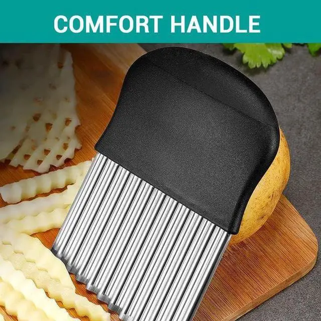 Alt view image 2 of 6 - Large Crinkle Cutter - Potato Slicer Wave Chopper - Stainless Steel Wave Cutter for French Fry, Vegetable and Fruit (1 Pack)