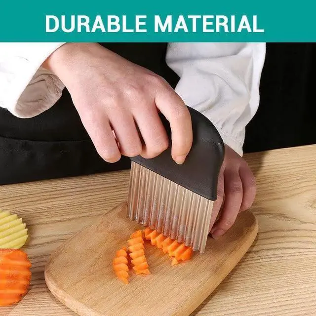 Alt view image 3 of 6 - Large Crinkle Cutter - Potato Slicer Wave Chopper - Stainless Steel Wave Cutter for French Fry, Vegetable and Fruit (1 Pack)