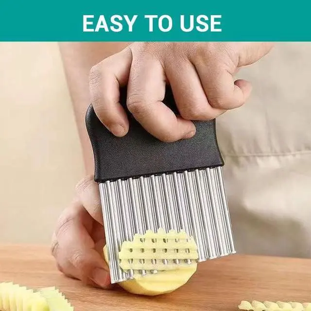 Alt view image 4 of 6 - Large Crinkle Cutter - Potato Slicer Wave Chopper - Stainless Steel Wave Cutter for French Fry, Vegetable and Fruit (1 Pack)