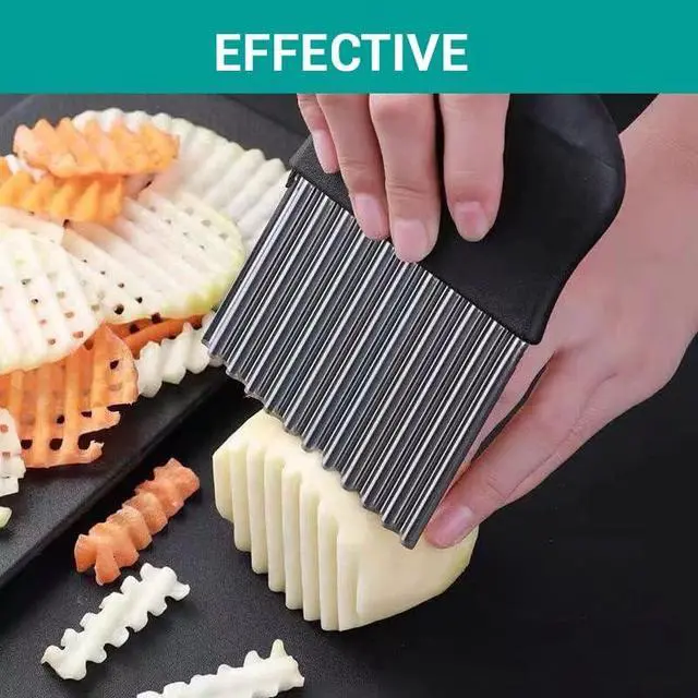 Alt view image 5 of 6 - Large Crinkle Cutter - Potato Slicer Wave Chopper - Stainless Steel Wave Cutter for French Fry, Vegetable and Fruit (1 Pack)