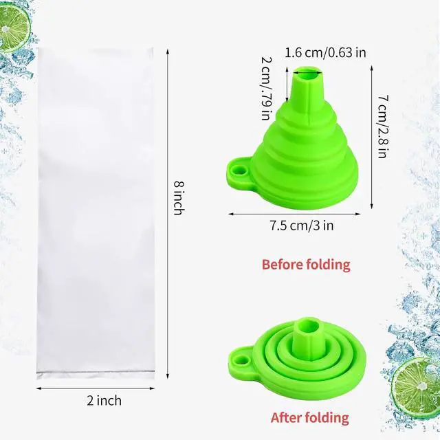 Alt view image 2 of 5 - Patelai 200 Pcs Ice Pop Bag 2 x 8 in with Funnel Popsicle Freeze Mold