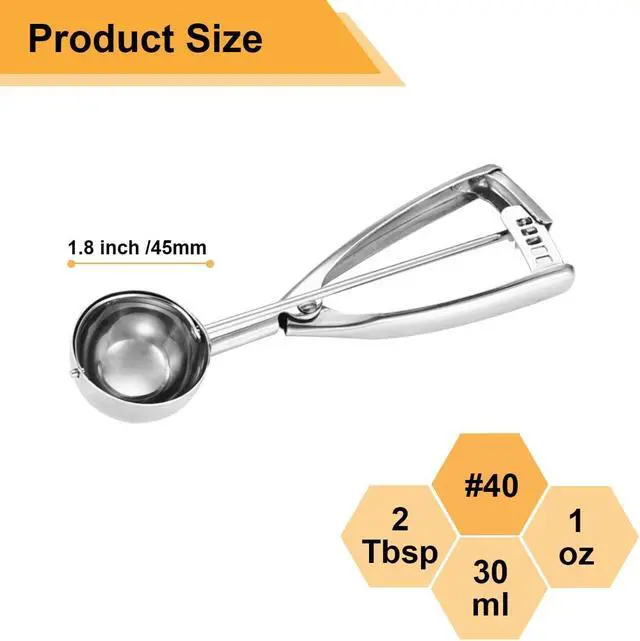 Alt view image 2 of 7 - Fayomir 2 Tablespoon Cookie Scoop, Size #40/2 Tbsp Cookie Scoops for Baking, Cookie Dough Scoop, Selected 18/8 Stainless Steel, for Making Cookie, Cupcake, Muffin, Ice Cream, Meatball