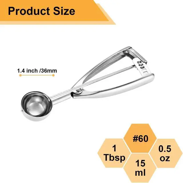 Alt view image 2 of 7 - Fayomir Small Cookie Scoop 1 Tablespoon, Size #60 Cookie Dough Scoop, 1 Tbsp Cookie Scoops for Baking, Selected 18/8 Stainless Steel, for Making Cookies, Melon Ball, Ice Cream