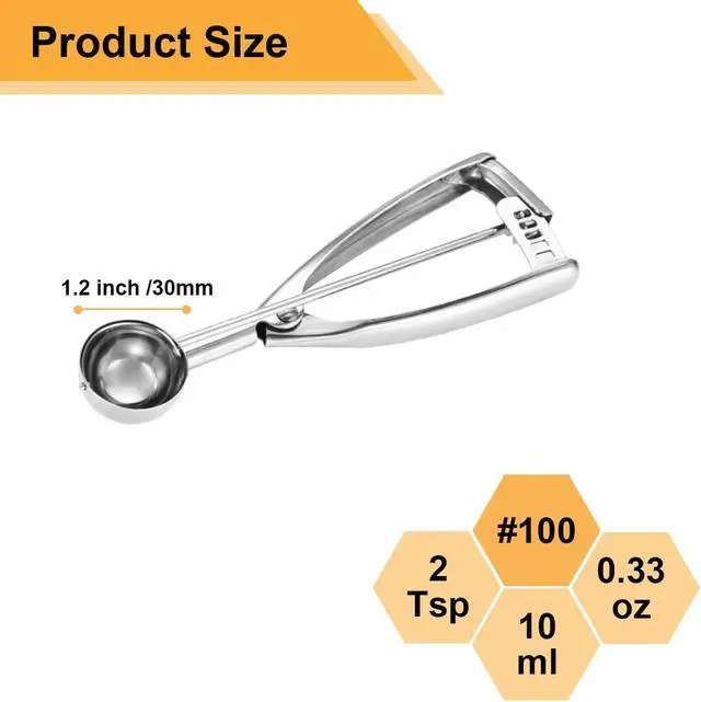 Alt view image 2 of 7 - Fayomir Mini Cookie & Melon Ball Scoop, 2 Teaspoon/10ml/0.33 OZ, 18/8 Stainless Steel