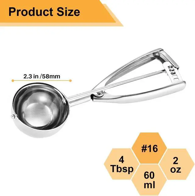 Alt view image 2 of 7 - Fayomir 4 Tbsp Cookie Scoop, Size #16, 2 OZ Cookie Scoop for Baking, Muffin Scoops for Baking, Selected 18/8 Stainless Steel, For Cookie, Cupcake, Muffin, Melon Ball, Ice Cream