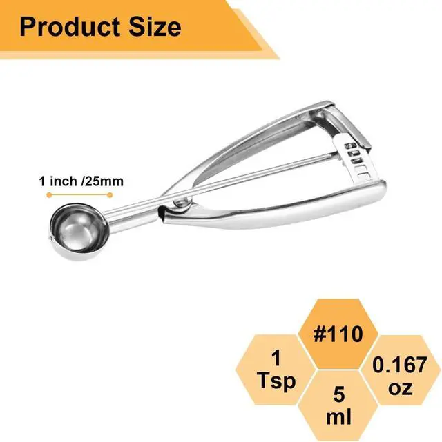 Alt view image 2 of 7 - Fayomir Mini Cookie Scoop, 1 Tsp Cookie Scoop, I Inch Cookie Dough Scoops, Melon Baller Scoops, Selected 18/8 Stainless Steel, for Making Cookies, Melon Ball, Ice Cream