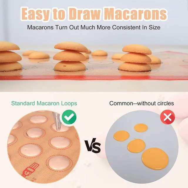 Alt view image 3 of 7 - Silicone Baking Mat Macaron Set of 3-2 Half Sheet Liners 1 Quarter Sheet