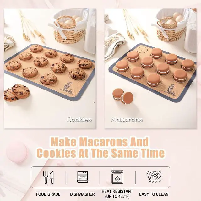 Alt view image 4 of 7 - Silicone Baking Mat Macaron Set of 3-2 Half Sheet Liners 1 Quarter Sheet