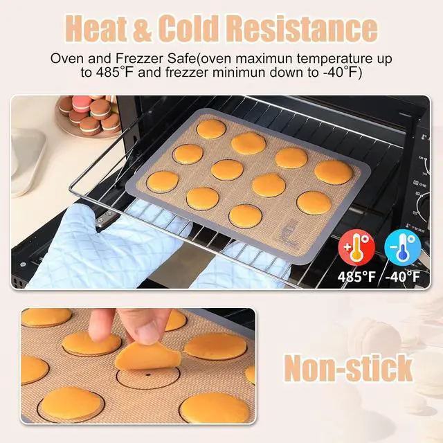 Alt view image 5 of 7 - Silicone Baking Mat Macaron Set of 3-2 Half Sheet Liners 1 Quarter Sheet