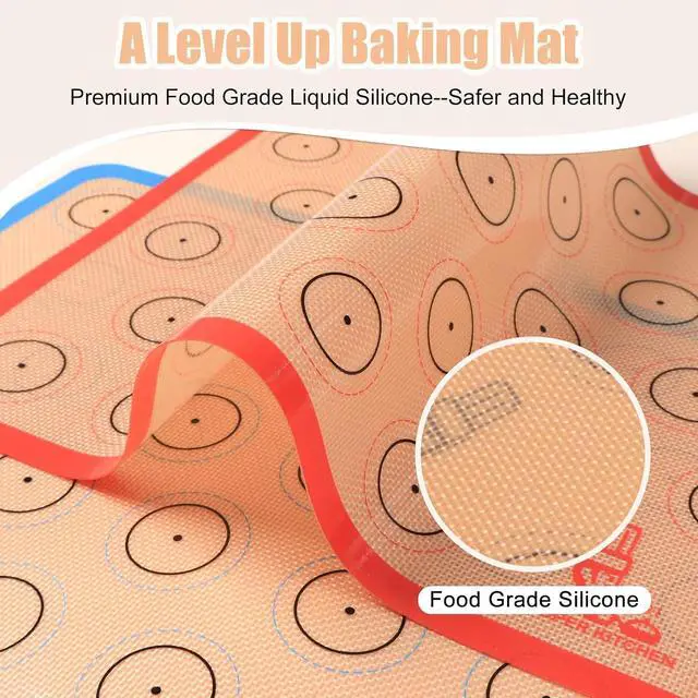 Alt view image 7 of 7 - Silicone Baking Mat Macaron Set of 3-2 Half Sheet Liners 1 Quarter Sheet