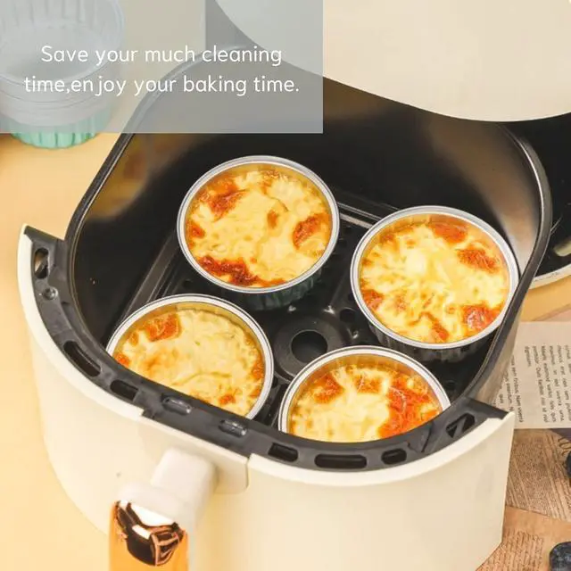 Alt view image 2 of 7 - Mini Aluminum Foil Cupcake Baking Cups with Lids (40pcs, 5oz) Round Cupcake Foil Liners Tart Pie Tin Pan Holder - Disposable Mini Cake Containers Flan Molds for Pudding, Souffle, Party, Wedding