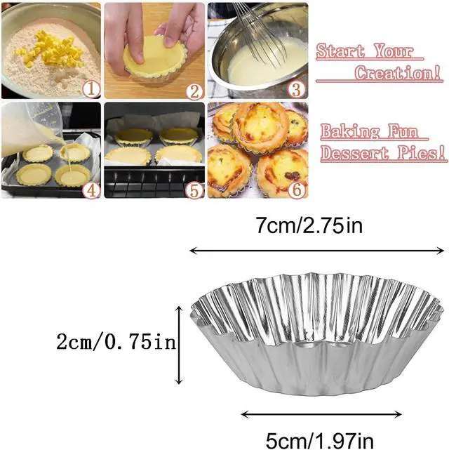 Alt view image 2 of 6 - 32Pack 2.75" Egg Tart Molds Aluminum Mini Tart Tins Pans for Baking
