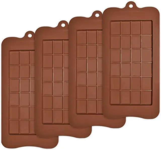 Main image of homEdge Break-Apart Chocolate Molds, Set of 4 Packs Food Grade Non-Stick Silicone Protein and Energy Bar Molds