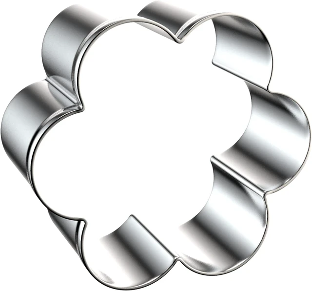 Alt view image 4 of 5 - Scallop Flower Cookie Cutter Set Large - 5 Inch, 4 Inch, 3 Inch, 2 Inch - Six Petal Scalloped Edge Spring Flower Cookie Cutters Shapes Molds - Stainless Steel