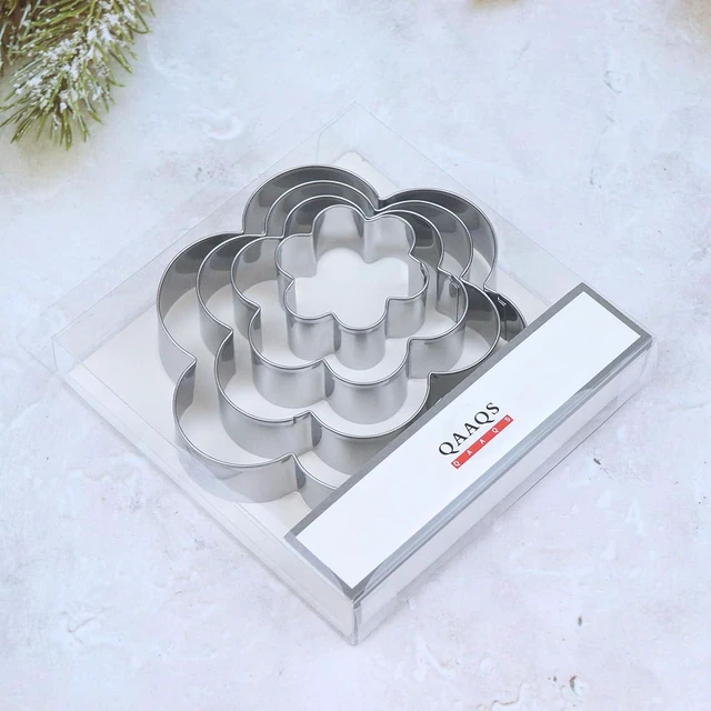 Alt view image 5 of 5 - Scallop Flower Cookie Cutter Set Large - 5 Inch, 4 Inch, 3 Inch, 2 Inch - Six Petal Scalloped Edge Spring Flower Cookie Cutters Shapes Molds - Stainless Steel