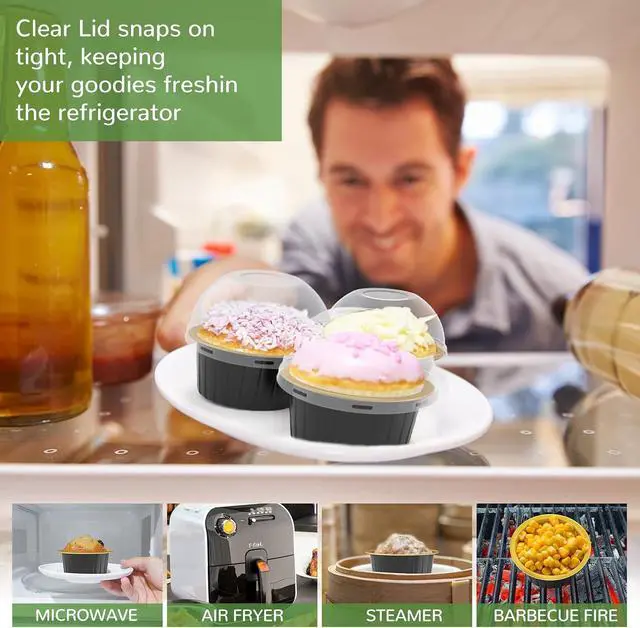 Alt view image 5 of 7 - Mini Cake Pans with Lids 40 Pack Disposable Aluminum Foil Ramekin for Party