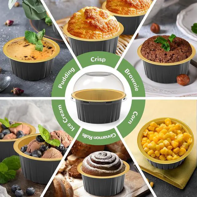 Alt view image 6 of 7 - Mini Cake Pans with Lids 40 Pack Disposable Aluminum Foil Ramekin for Party