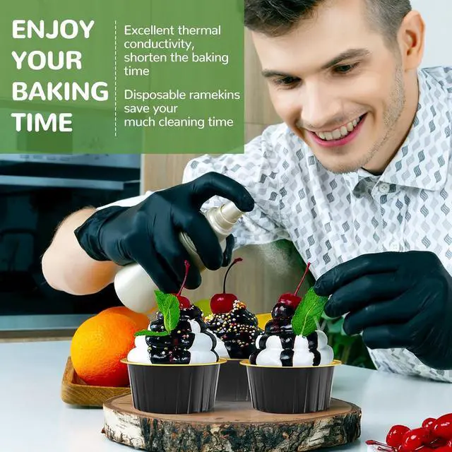 Alt view image 7 of 7 - Mini Cake Pans with Lids 40 Pack Disposable Aluminum Foil Ramekin for Party