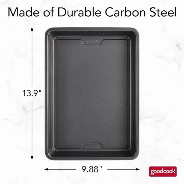 Alt view image 2 of 7 - GoodCook PRO Oblong Baking Pan Nonstick Warp & Scratch-Resistant Dishwasher-Safe Carbon Steel Construction for Even Baking Oven Safe to 480°F, 9 x 13-Inch, Gray