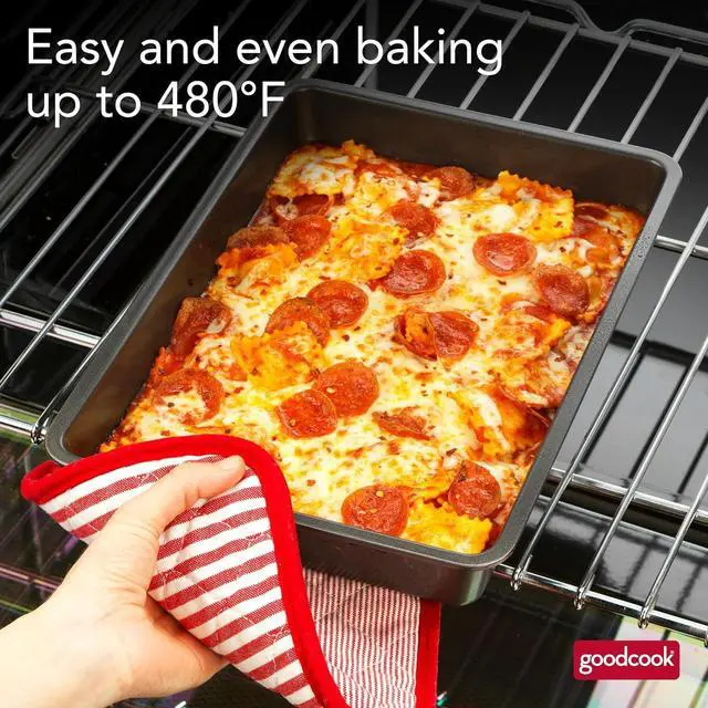 Alt view image 4 of 7 - GoodCook PRO Oblong Baking Pan Nonstick Warp & Scratch-Resistant Dishwasher-Safe Carbon Steel Construction for Even Baking Oven Safe to 480°F, 9 x 13-Inch, Gray