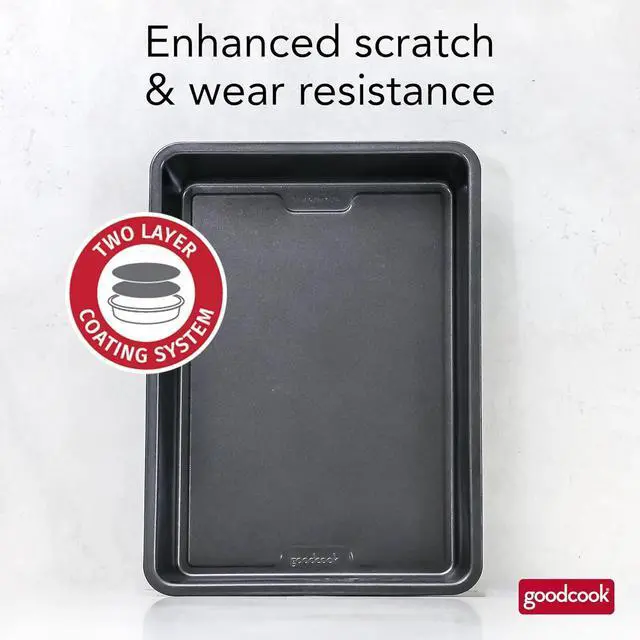 Alt view image 3 of 7 - GoodCook PRO Oblong Baking Pan Nonstick Warp & Scratch-Resistant Dishwasher-Safe Carbon Steel Construction for Even Baking Oven Safe to 480°F, 9 x 13-Inch, Gray