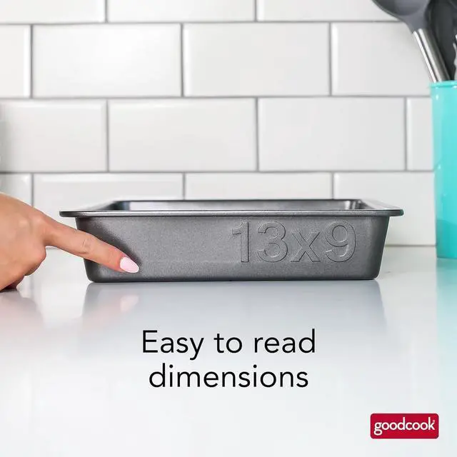 Alt view image 5 of 7 - GoodCook PRO Oblong Baking Pan Nonstick Warp & Scratch-Resistant Dishwasher-Safe Carbon Steel Construction for Even Baking Oven Safe to 480°F, 9 x 13-Inch, Gray