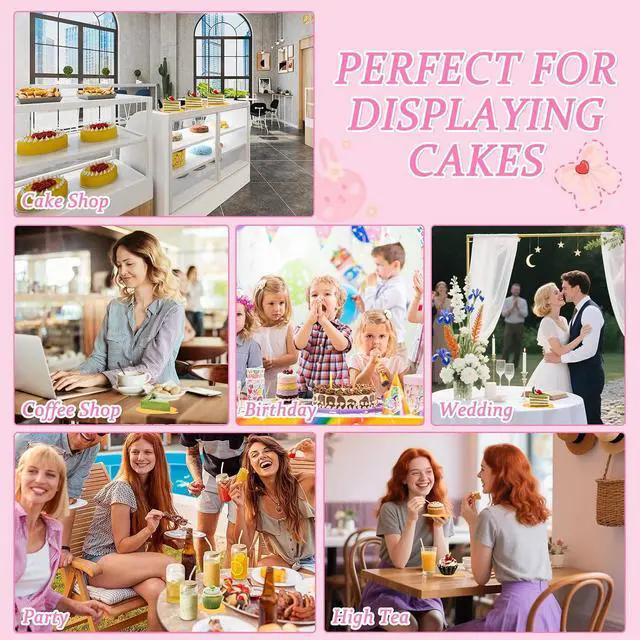 Alt view image 6 of 7 - 120 PCS Mini Cake Boards, Gold Round Mousse Cupcake Base for Dessert, 3.15 inch & 3.5 inch Mini Flan Plates, Disposable Cake Paper Display Tray for Baking Birthday Party Wedding