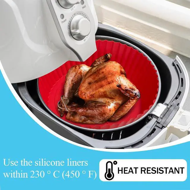 Alt view image 5 of 7 - Air Fryer Silicone Liners Pot,8 inch Air Fryer Basket Liners, Silicone Baking Tray Pots for 3 to 5 Qt for Air fryer Oven Reusable Baking Tray Oven Accessories (Red+Black)