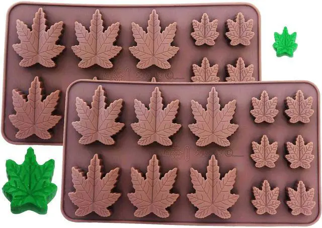 Main image of Set of 2 X Silicone Lollipop Gummy Brownies Hard Candy Edible Leaf Mold Ice Cube Chocolate Soap Candle Tray Party Maker (Brown (2 Pack))