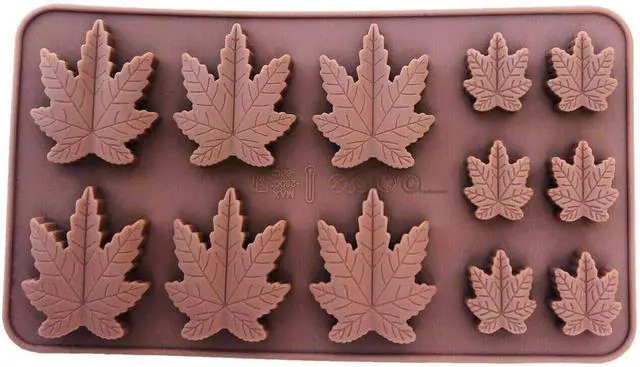 Alt view image 2 of 7 - Set of 2 X Silicone Lollipop Gummy Brownies Hard Candy Edible Leaf Mold Ice Cube Chocolate Soap Candle Tray Party Maker (Brown (2 Pack))