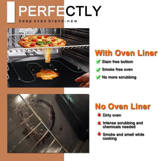 Alt view image 5 of 7 - Oven Liners for Bottom of Oven - 5 Pack Large Heavy Duty Mats, 17x25 Non-Stick Reusable Liner for Electric, Gas, Toaster Ovens, Grills - Kitchen Accessory to Keep Oven Clean (5, Black)