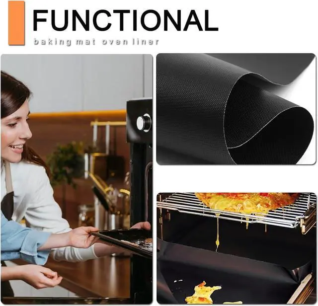 Alt view image 6 of 7 - Oven Liners for Bottom of Oven - 5 Pack Large Heavy Duty Mats, 17x25 Non-Stick Reusable Liner for Electric, Gas, Toaster Ovens, Grills - Kitchen Accessory to Keep Oven Clean (5, Black)