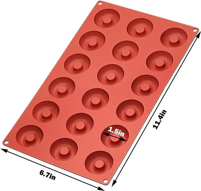 Alt view image 2 of 5 - 2pcs Mini Donut Pan Silicone Mold for Mini Donut, 18 Cavities Silicone Molds for Donut Home Reusable Donut Baking Pan Tray
