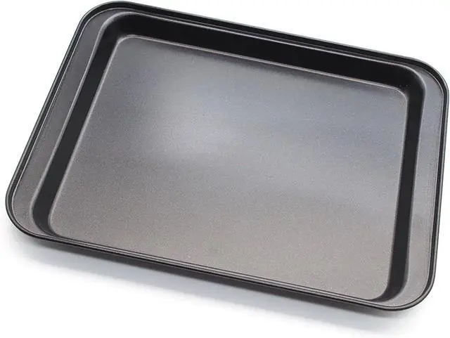 Main image of Cookie Baking Sheet, 9.5 Inch x 7 Inch Square Iron Plate with Nonstick Coating for Baking Cookie, Roast Meat, Baking Cake, Bread and other Foods (1)