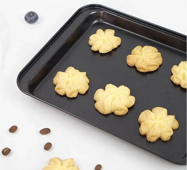 Alt view image 4 of 5 - Cookie Baking Sheet, 9.5 Inch x 7 Inch Square Iron Plate with Nonstick Coating for Baking Cookie, Roast Meat, Baking Cake, Bread and other Foods (1)