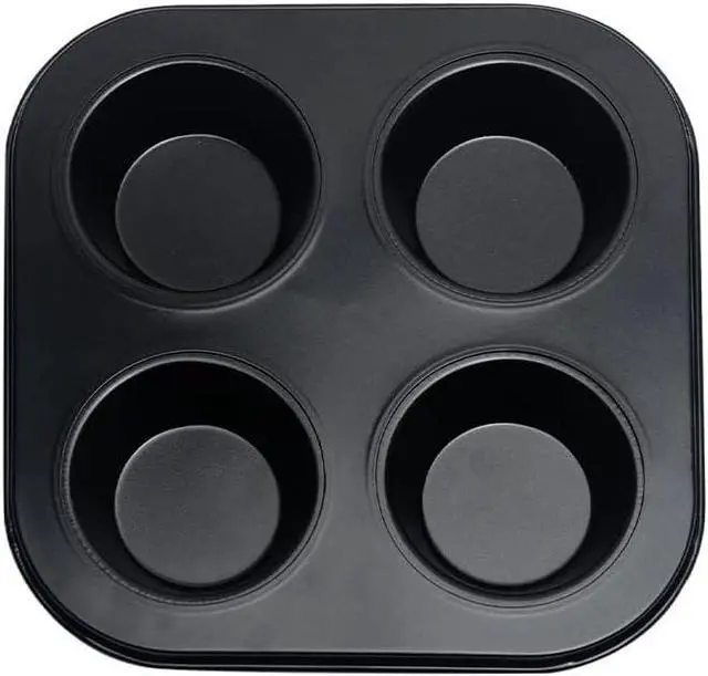 Alt view image 5 of 7 - 4 Cup Muffin Pan Mold - Non-Stick Cupcake Baking Tray/Tin - Carbon Steel Cake Mould For home, cafe bar and restaurant (Black)